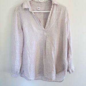 Gap Linen Popover Tunic Striped Large